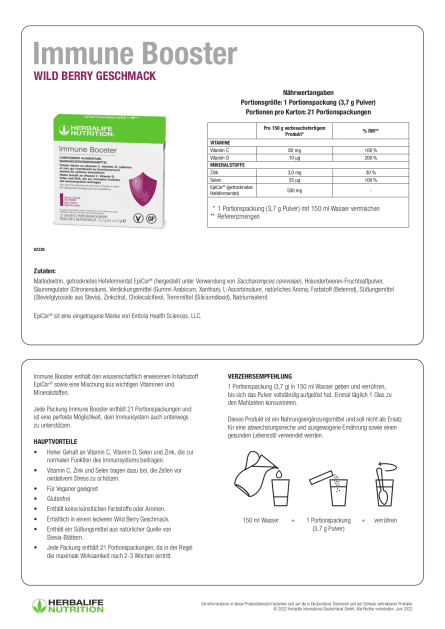Herbalife Immune Booster 21 Portionspackungen - Wild Berry – Bild 3